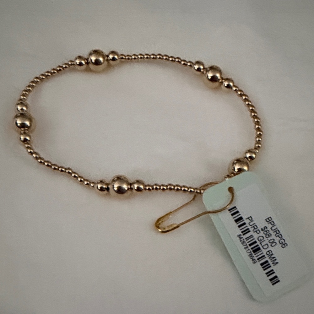 Enewton purp gold 6mm Beaded Stretch Bracelet with Round Accents NWT